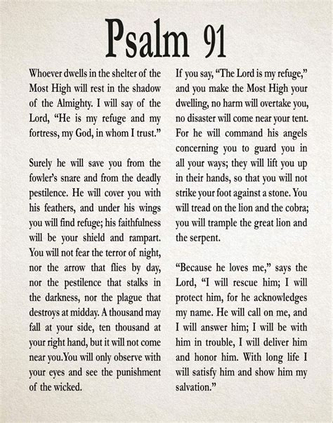 Psalm 91 Promises Of Protection Printable Artofit