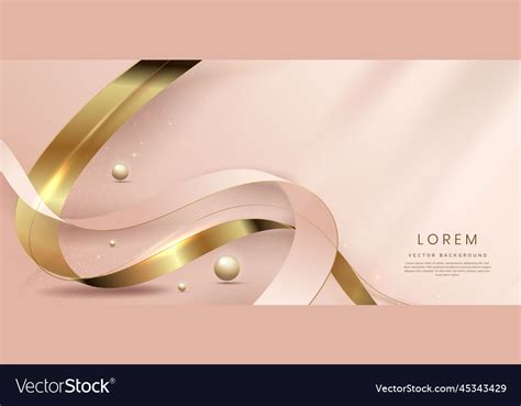 Abstract 3d Gold Curved Ribbon On Rose Royalty Free Vector