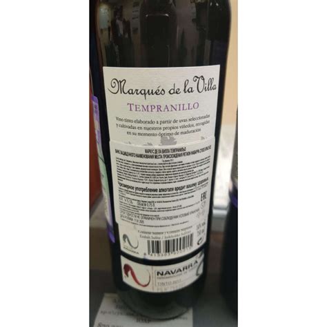 Купить Вино Marqués de la Villa, Tempranillo, 0.75 л в Москве, цена 685 ...