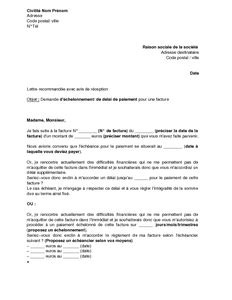 Lettre De Demande D Chelonnement Ou De D Lai De Paiement Pour Une