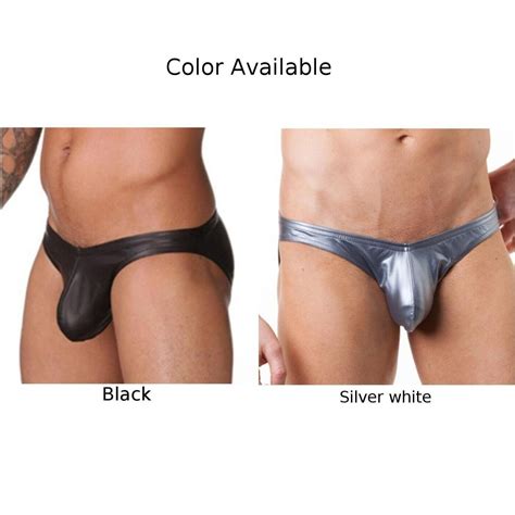 Sexy Hommes Faux Cuir Bikini Slips Pochette Lingerie String Taille Basse Culotte Ebay