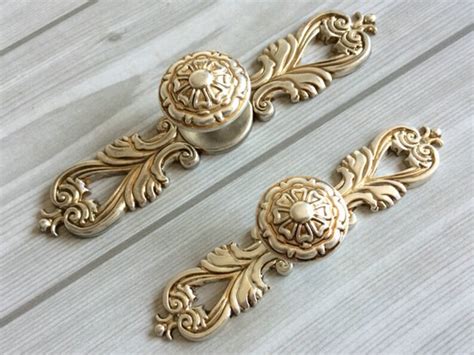 Shabby Chic Dresser Drawer Knobs Pulls Handles Antique Silver Etsy