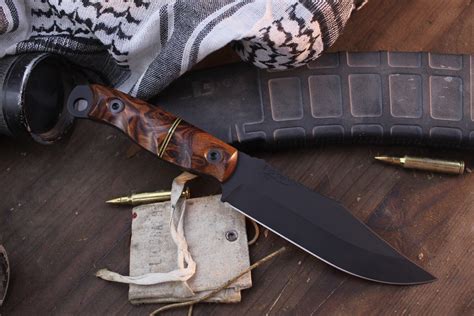 Half Face Blade Custom Crow Scout 5 Fixed Blade Desrt Ironwood