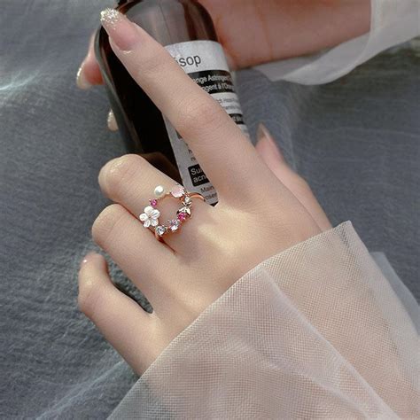 Buy Fashion Creative Butterfly Flowers Crystal Finger Wedding Rings For