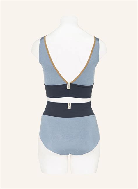 MYMARINI Bustier Bikini Top YOGA TOP SHINE Zum Wenden Mit UV Schutz In Blaugrau