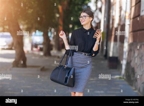 Beautiful Brunette With Glasses Stock Photo Alamy