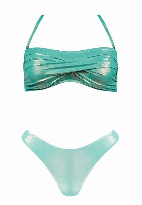 Metaliczny Biustonosz G Ra Od Bikini Typu Bardotka Wi Zany Z Ty U Fg A Sklep Feba