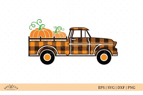 Plaid Fall Pumpkin Truck Svg Cut Files 749674 Cut Files Design
