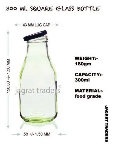 Lug Cap Transparent 300 Ml Square Glass Bottle At Rs 4 5 Piece In