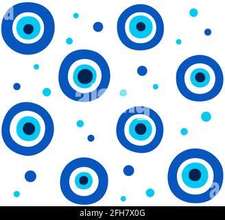 Seamless Pattern With Cartoon Evil Eyes Blue Evil Eye Hamsa Hand Of