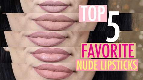 TOP 5 FAVORITE NUDE LIPSTICKS Lip Swatches For Light Medium Skin Tones YouTube