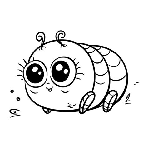 Симпатичный маленький червячок. векторная иллюстрация в стиле каракулей ...