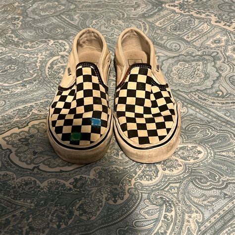 checkered vans size 6. used - Depop