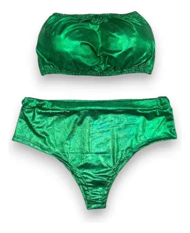 Conjunto Metalizado Hot Pant Fantasia Carnaval Plussize Parcelamento Sem Juros