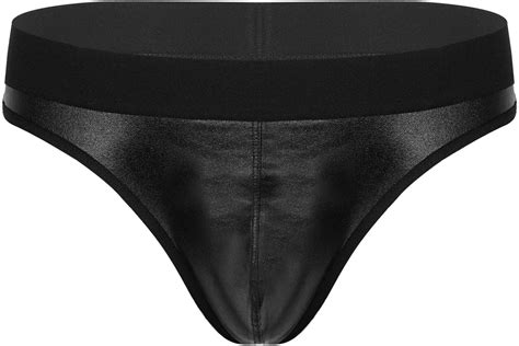 Iefiel Sexy Slip String Homme Jockstrap Tanga Briefs Triangle Bulge Pouch Faux Cuir Bikini T