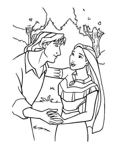 Coloriage De John Smith Et Pocahontas Amoureux Imprimer Avec T Te