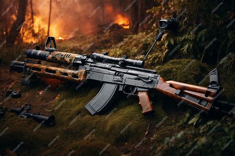 Современный и тактический пистолет ak 47, показанный в ...