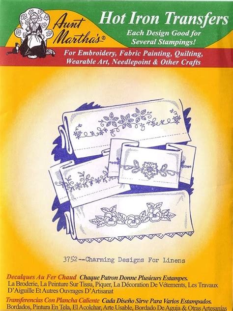 Amazon Charming Designs For Linens Aunt Martha S Hot Iron Embroidery Transfer