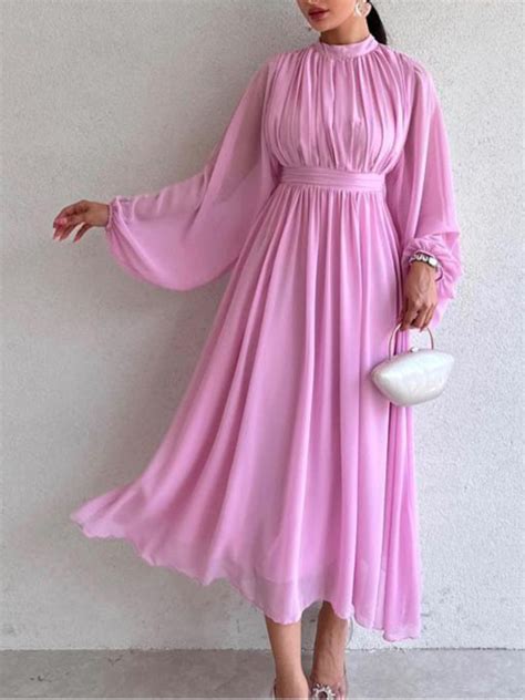 Long Sleeve Pleated Dress Ispured