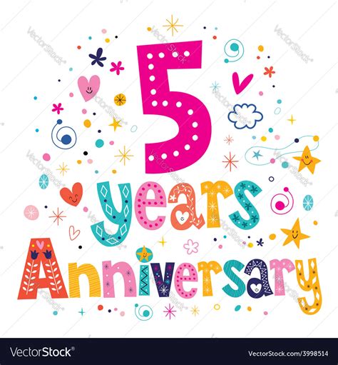 Five Years Anniversary Celebration Decorative Vector Image