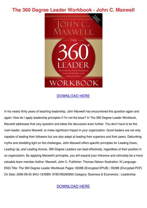 The 360 Degree Leader Workbook John C Maxwell By Celinabohn Issuu