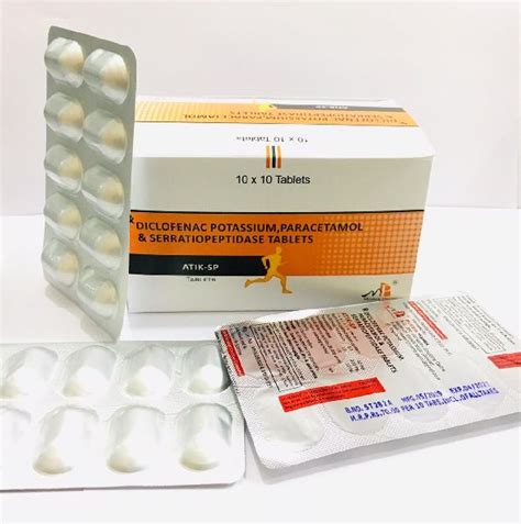 Diclofenac Potassium Paracetamol And Serratiopeptidase Tablets For Clinical Hospital Personal