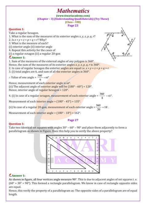 Ncert Solutions Class 8 Maths Chapter 3 Understanding Quadrilaterals