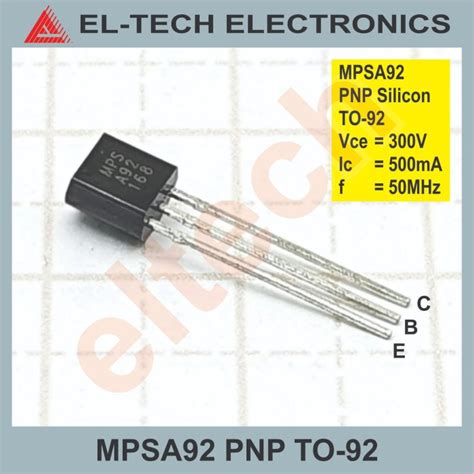 Jual MPSA92 MPSA 92 A92 A 92 High Voltage Transistor PNP TO 92 Kota