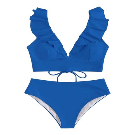 Zourih Women S Split Swimsuit Women Bikini Set Split Swimsuit Ruffle V