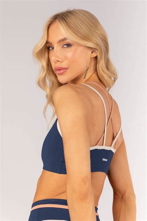 Kaisan Top Recortes e Alças Duplas Azul Marinho Nude Bege Ref K4603 A