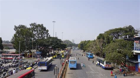 View Of Kempegowda Or Majestic Bus Station Kbs With Buses And People