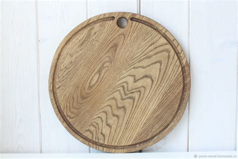 Большая круглая разделочная доска. Дуб. D 40 см. Цвет "орех" в интернет ...