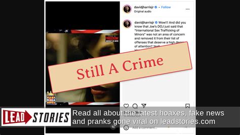 Fact Check Department Of Justice Did Not Say International Sex Trafficking Of Minors Is Not