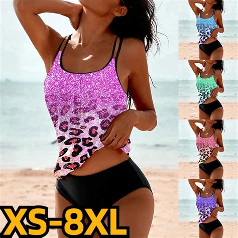 Women Two Piece Set Swimsuits Female Bikini Swimwear Print Bathing Suit Sexy Monokini