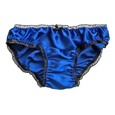 Slip Biancheria Intima Bikini Knicker Raso Blu Reale Taglia Eur