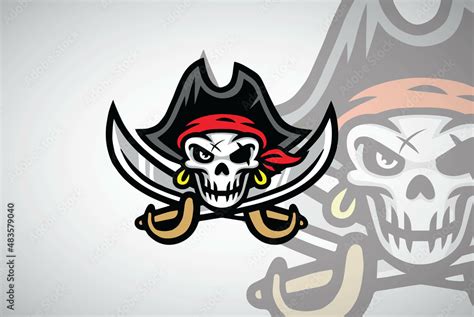 Pirate Skull Logo Design Vector Mascot Illustration Icon Stock Vector ...