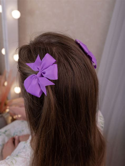 Атласный фиолетовый бант для волос на заколке, 2 шт - купить с ...