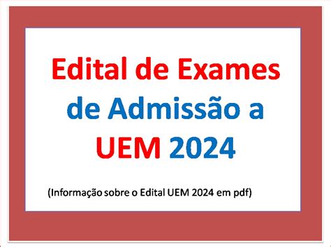 Edital De Exames De Admiss O Uem Embuscadosaber