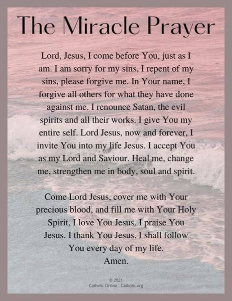 The Miracle Prayer Free Pdf Catholic Online Learning Resources