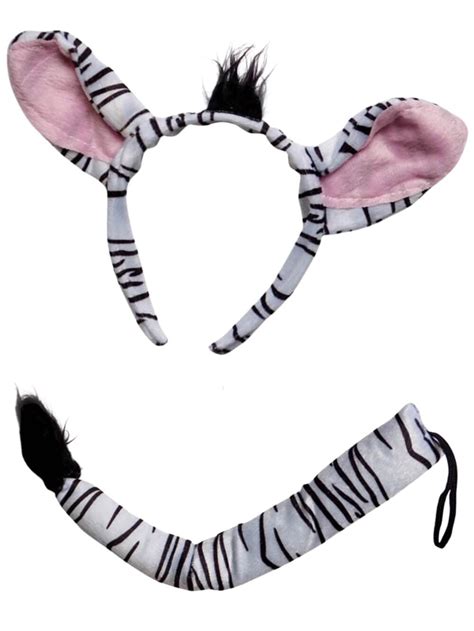 Zebra Headband Ears & Tail, Kid or Adult Size Costume Kit - Worksheets
