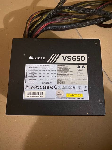 Corsair VS650, Computers & Tech, Parts & Accessories, Cables & Adaptors ...