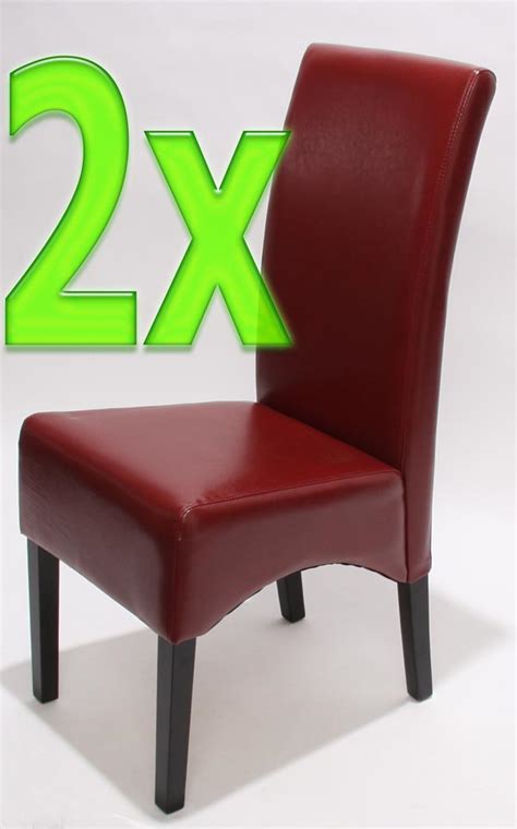 2x Esszimmerstuhl Küchenstuhl Stuhl Latina LEDER rot dunkle Beine Swisshandel24