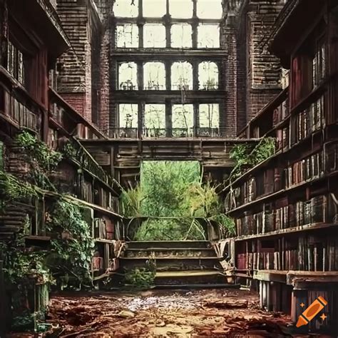 Abandoned Library With Plants