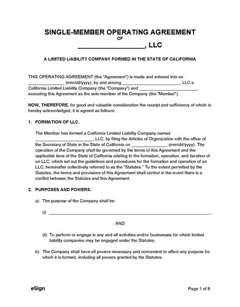 Company Operating Agreement Template