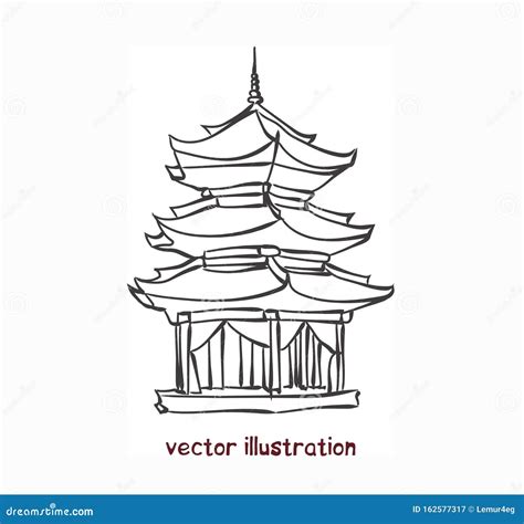 Vector Sketch Of Chinese Pagoda Stock Vector Illustration Of Travel