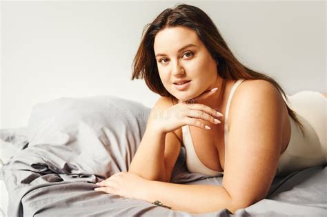 Brunette Plus Size Woman With Natural Stock Image Image Of Caucasian Bodysuit 279912657