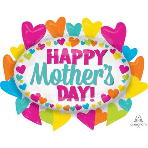 Supershape Xl Hearts Marquee Happy Mothers Day Shaped Balloon