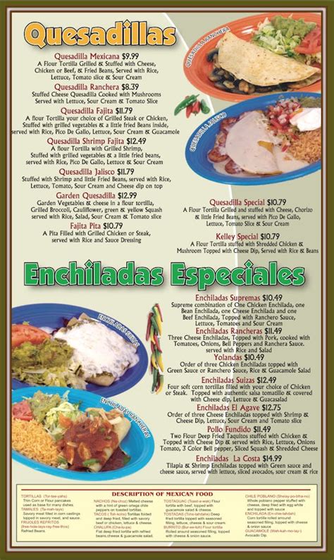 Menu El Agave Mexican Restaurant