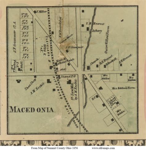 Macedonia Northfield Ohio 1856 Old Town Map Custom Print Summit Co