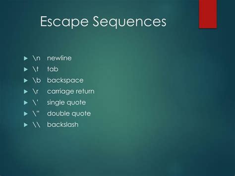 Ppt Escape Sequences Powerpoint Presentation Free Download Id2419044